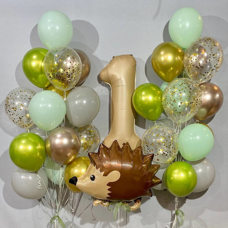 Balloons for 1 year with a hedgehog, standart