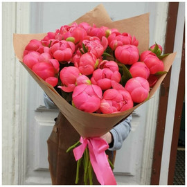 Bouquet of 51 coral peonies