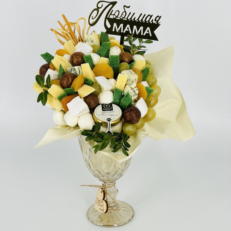 Gift for Mother's Day cheese bouquet in a glass, standart