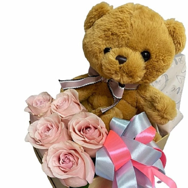 Teddy bear in flowers, standart