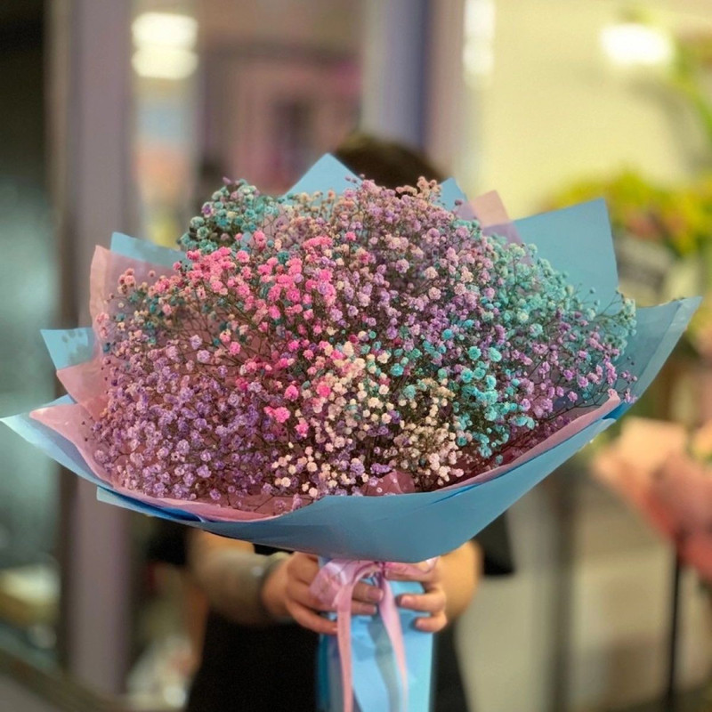 bouquet with rainbow gypsophila, standart