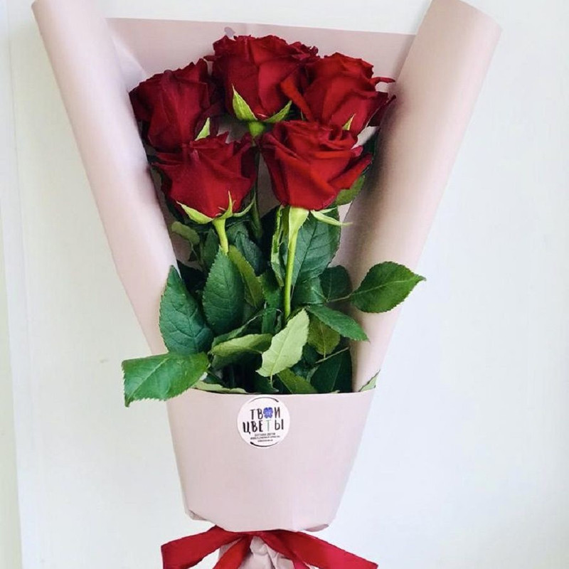 Bouquet of 5 red roses, standart