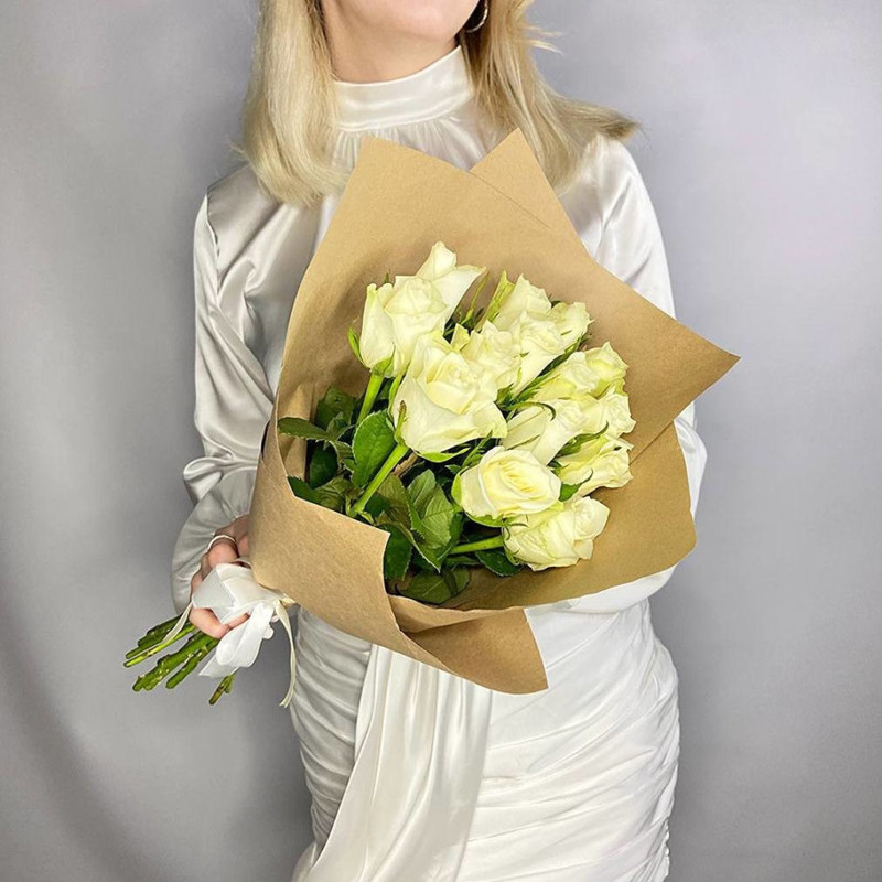 Bouquet of 15 white roses Kenya, standart