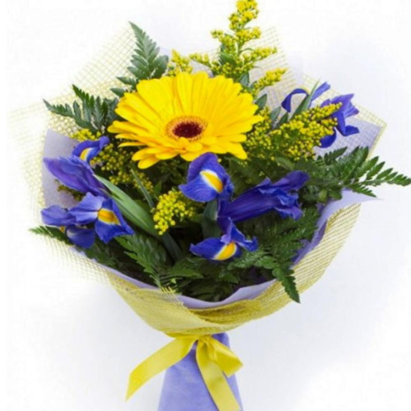 Small bouquet with gerbera and irises, standart