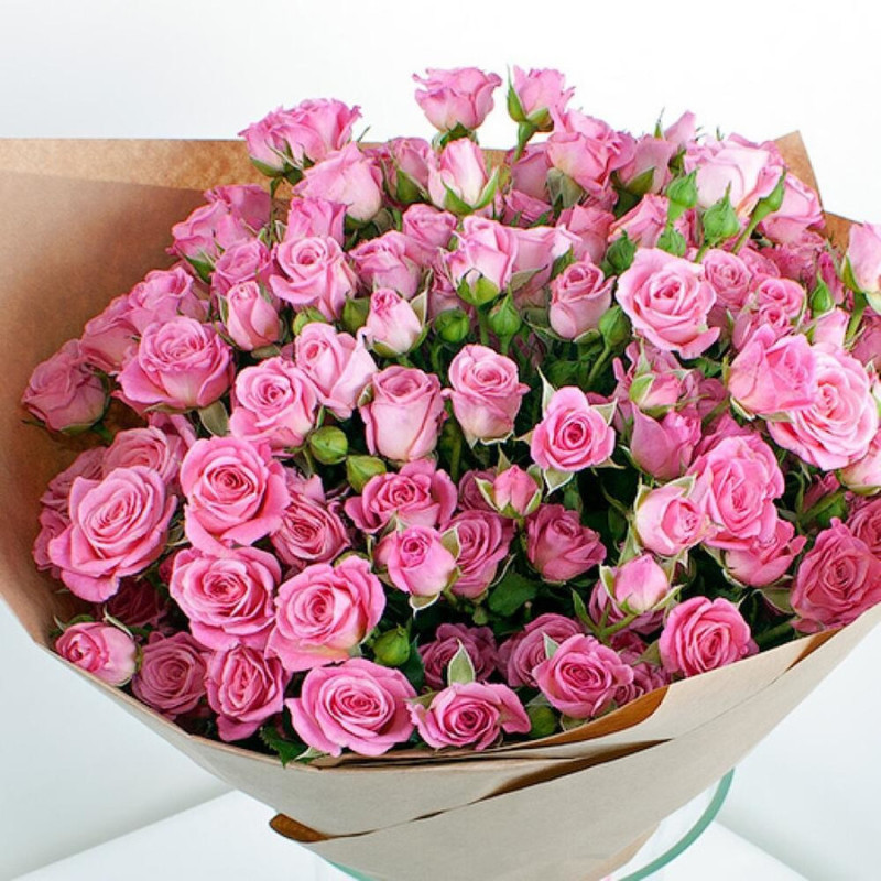 19 soft pink spray roses 60 cm in craft, standart