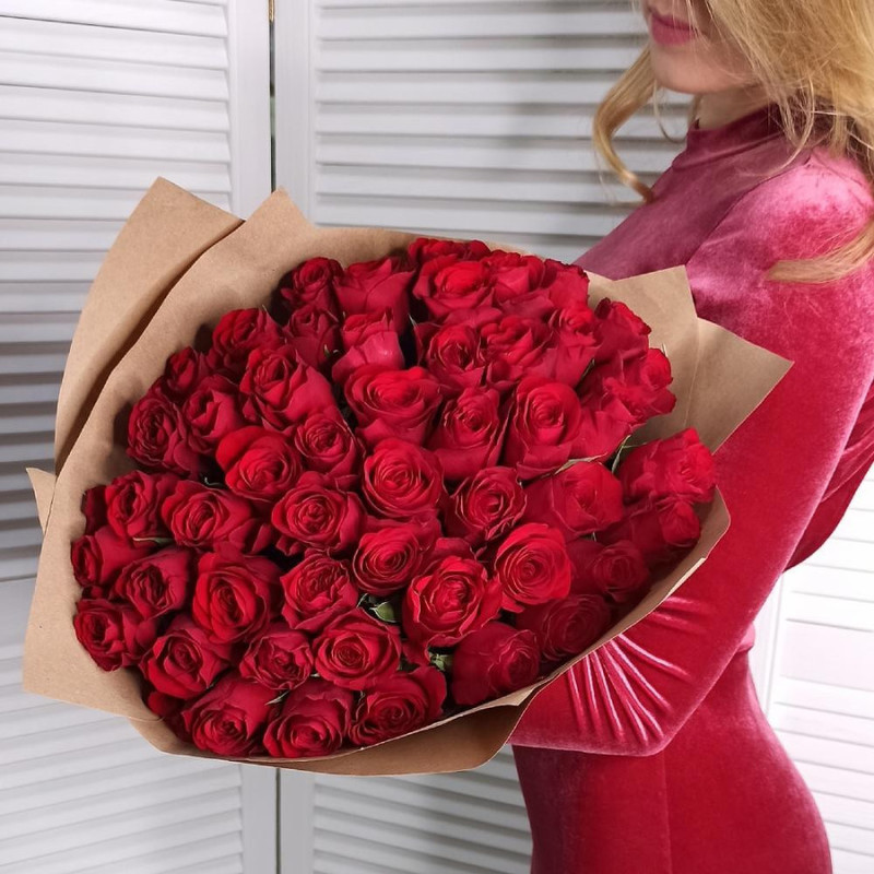 51 roses 60 cm Red Paris, standart
