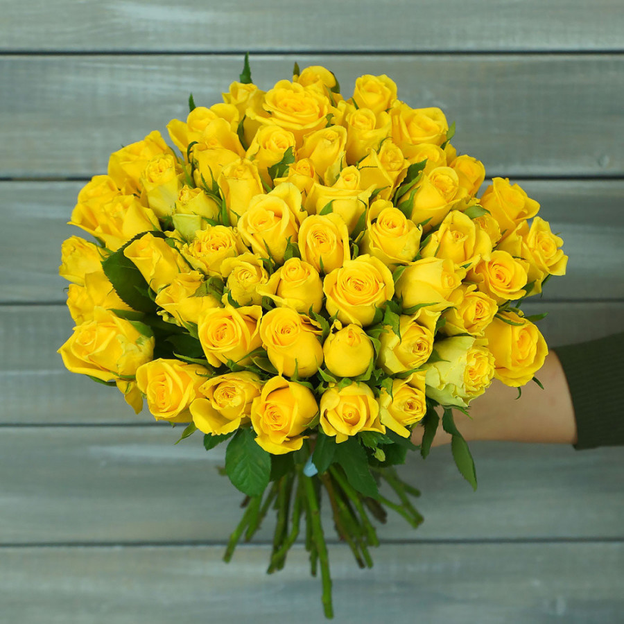 Bouquet of 51 yellow roses 40cm with ribbon, vendor code: 333088140,  hand-delivered to Moscow (inside MKAD)