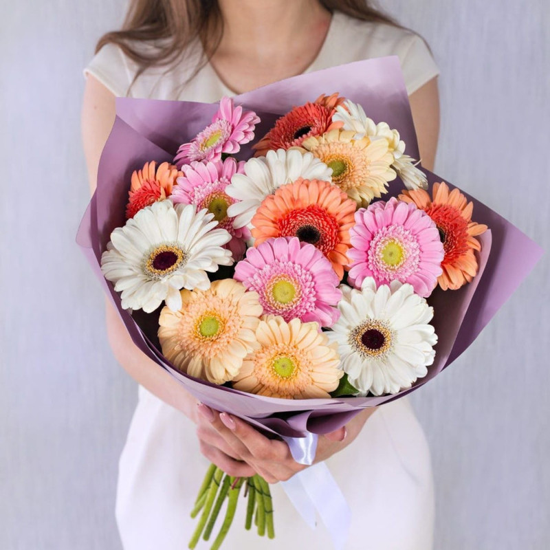 Bouquet of colored mini gerberas germini, standart