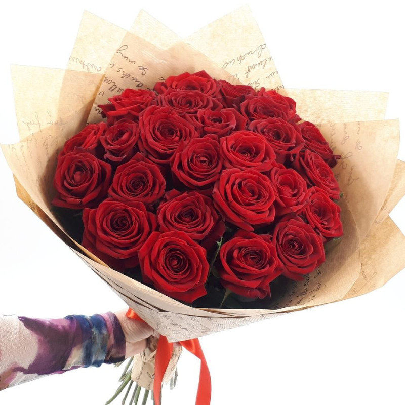 25 red roses in craft, standart