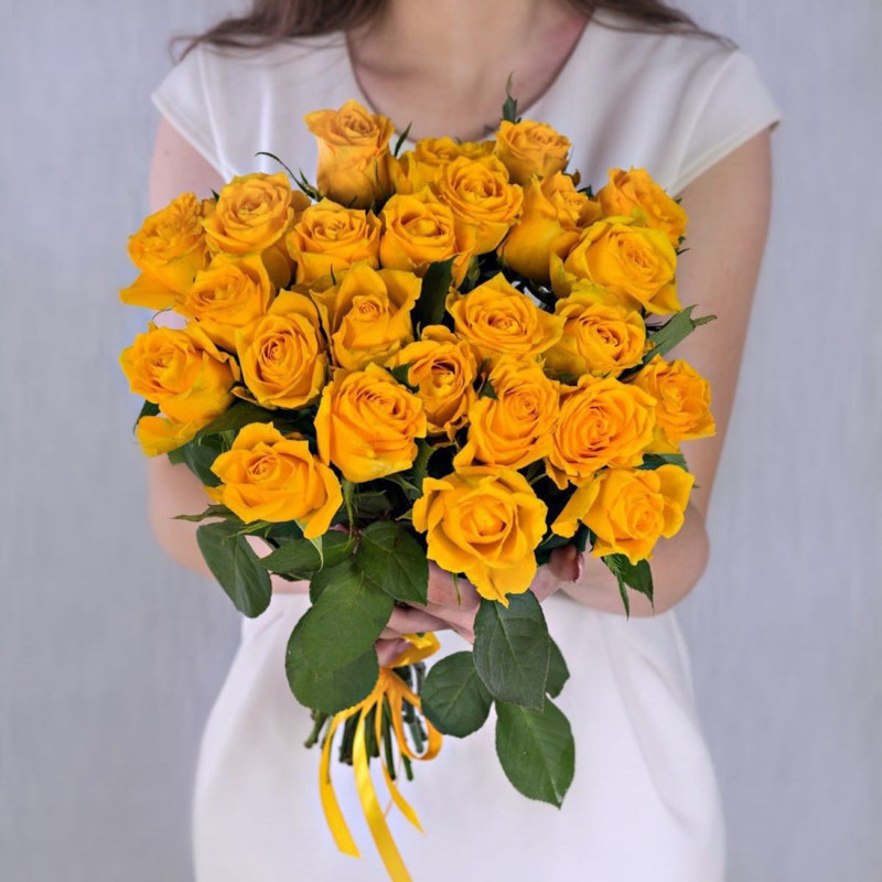 Bouquet of 25 Kenyan yellow roses, standart