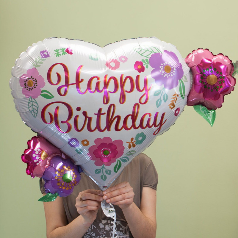 Воздушный шарик "Happy Birthday" (68 см), стандартный