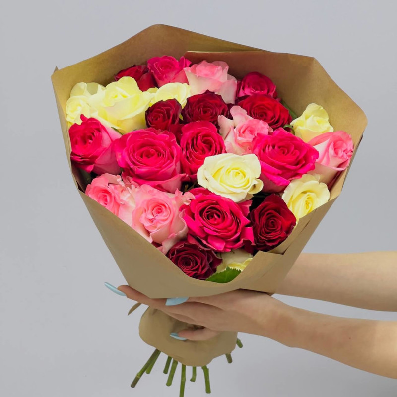 25 roses 40 cm in craft packaging, standart
