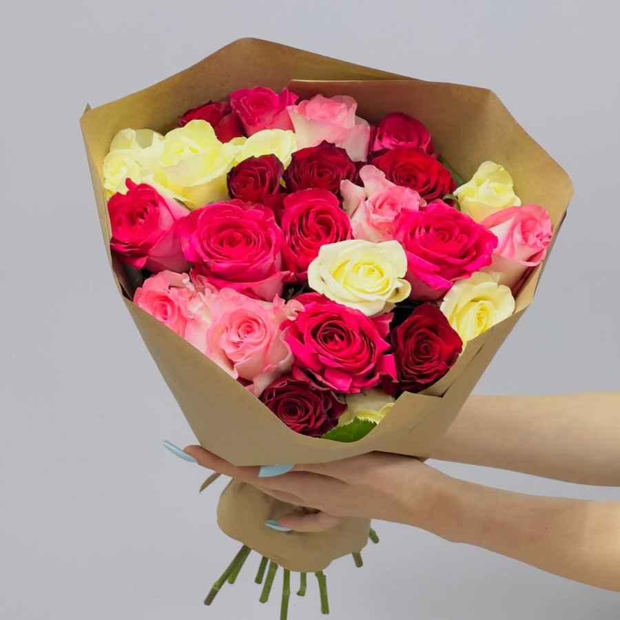 25 roses 40 cm in craft packaging, vendor code: 333088051, hand 