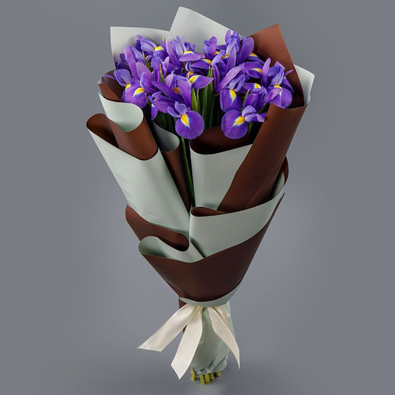 Bouquet "15 blue irises in a package", standart