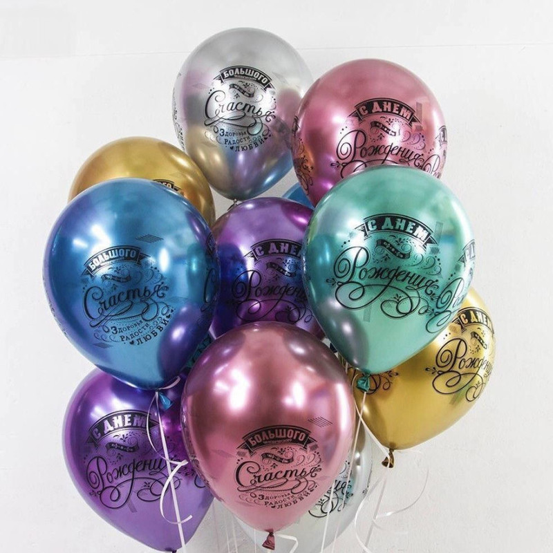 Воздушные шары хром С Днём рождения, стандартный