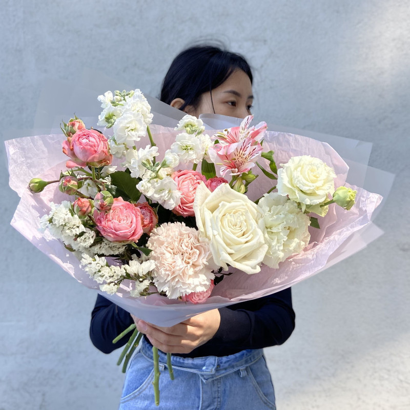 Bouquet of elite flowers with peony rose "Charm", standart