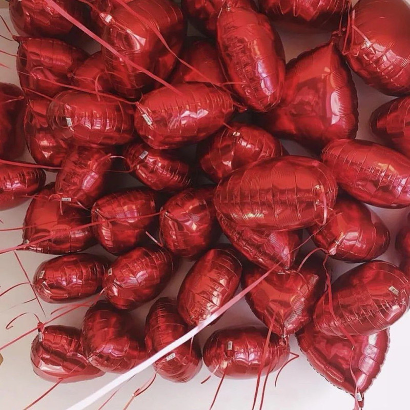 Red heart balloon with helium 30 pcs, standart