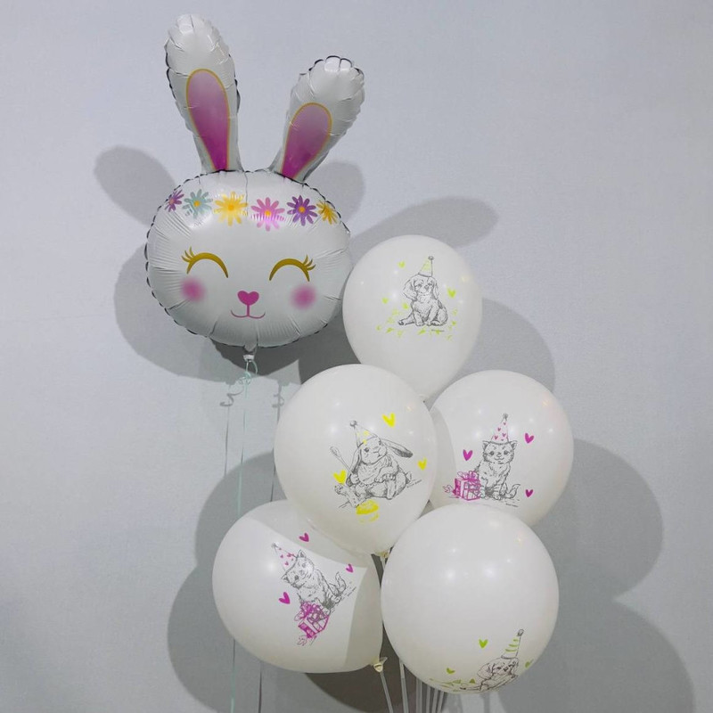 Набор латексных шаров с кроликом для девочки, стандартный
