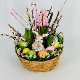Easter bouquet of willow and hyacinths