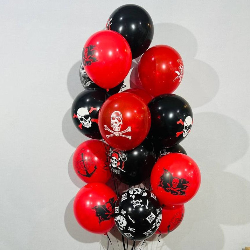 Balloons with pirate skulls for a pirate party, standart