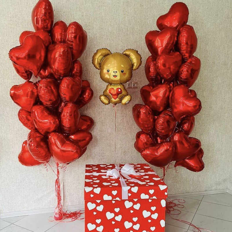 Surprise box with balloons, standart