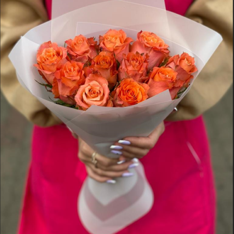 Bouquet of orange roses 40 cm, standart
