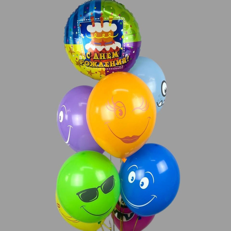 Fountain of helium balloons Smiley, standart