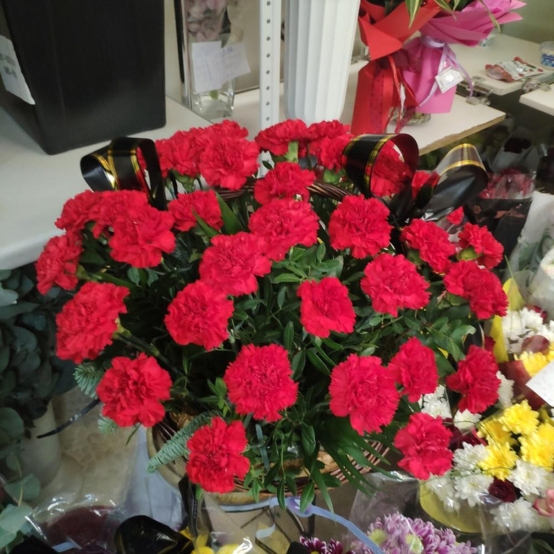 Funeral basket of carnations, standart