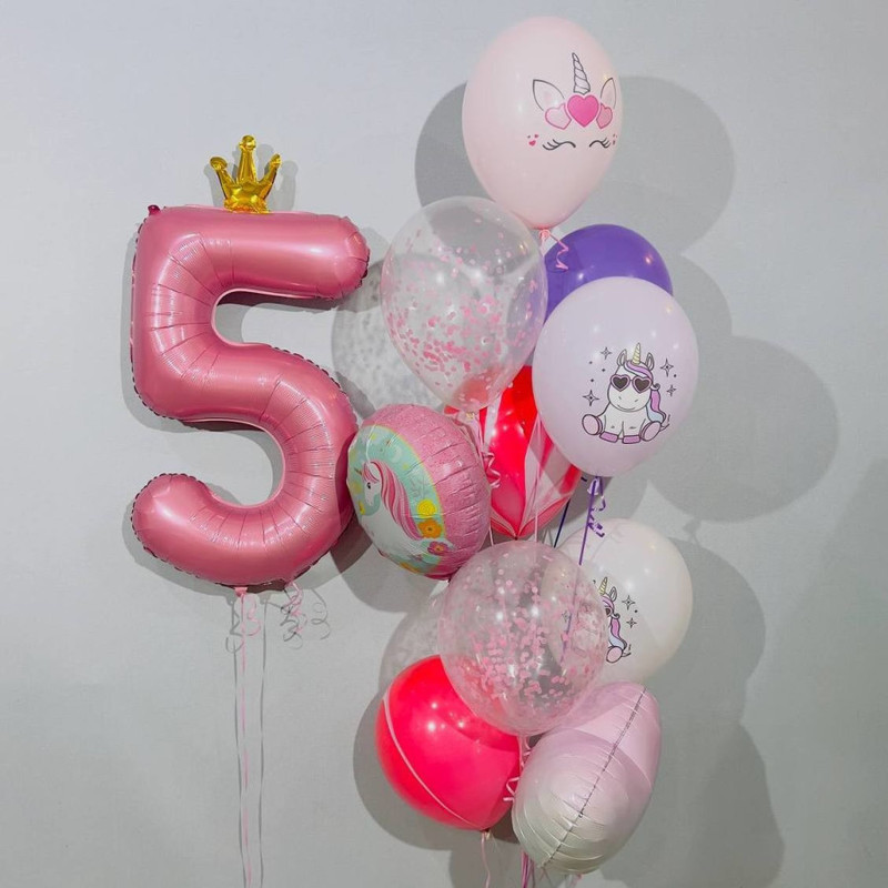Balloons for a 5 year old girl with unicorns, standart