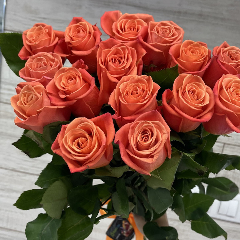 15 голландских роз 60 см под атласную ленту, стандартный