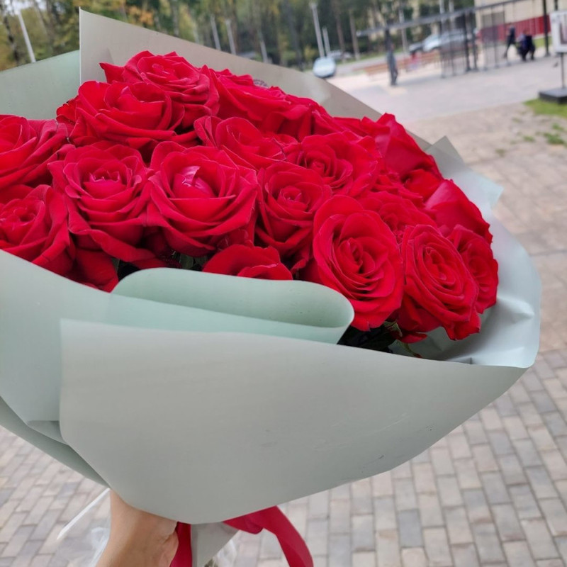 bouquet of 19 burgundy roses, standart