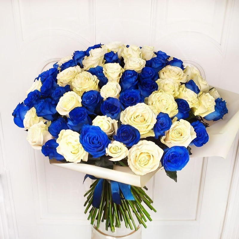 101 сине-белая роза, стандартный