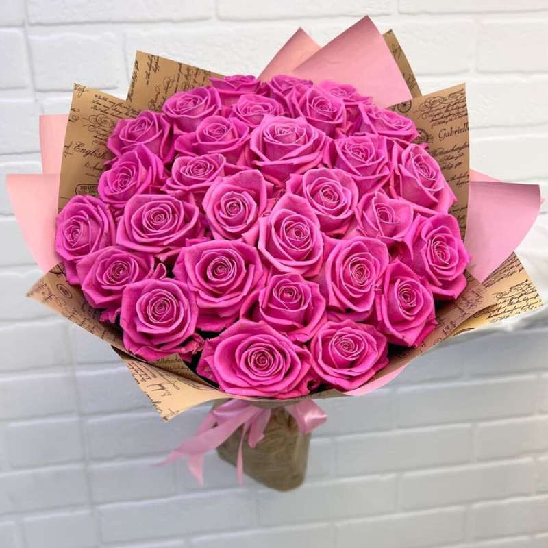 Bouquet of 29 pink aqua roses, standart