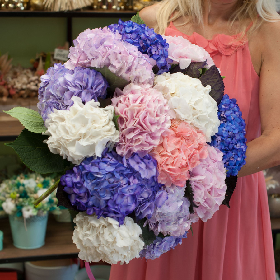 Pink and Cream Dried Hydrangea Bouquet – Hydrangeas Blue
