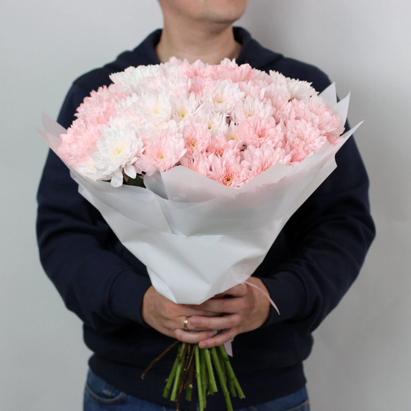 15 розовых кустовых хризантем, стандартный