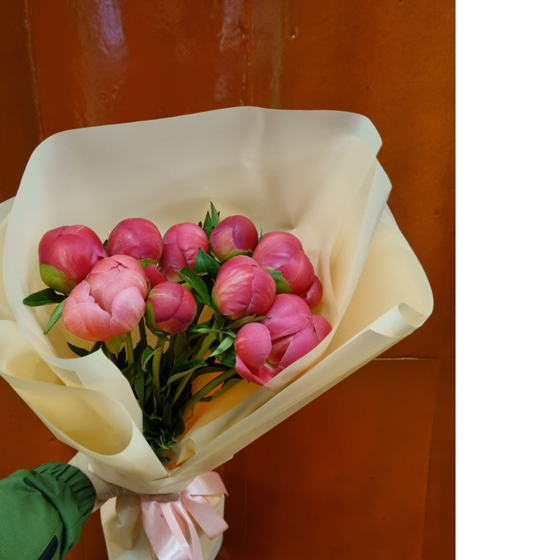 Bouquet of 9 Peonies coral charm, standart