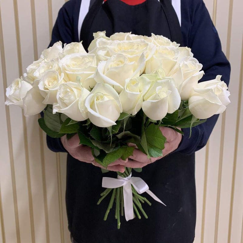25 white roses 40cm, standart