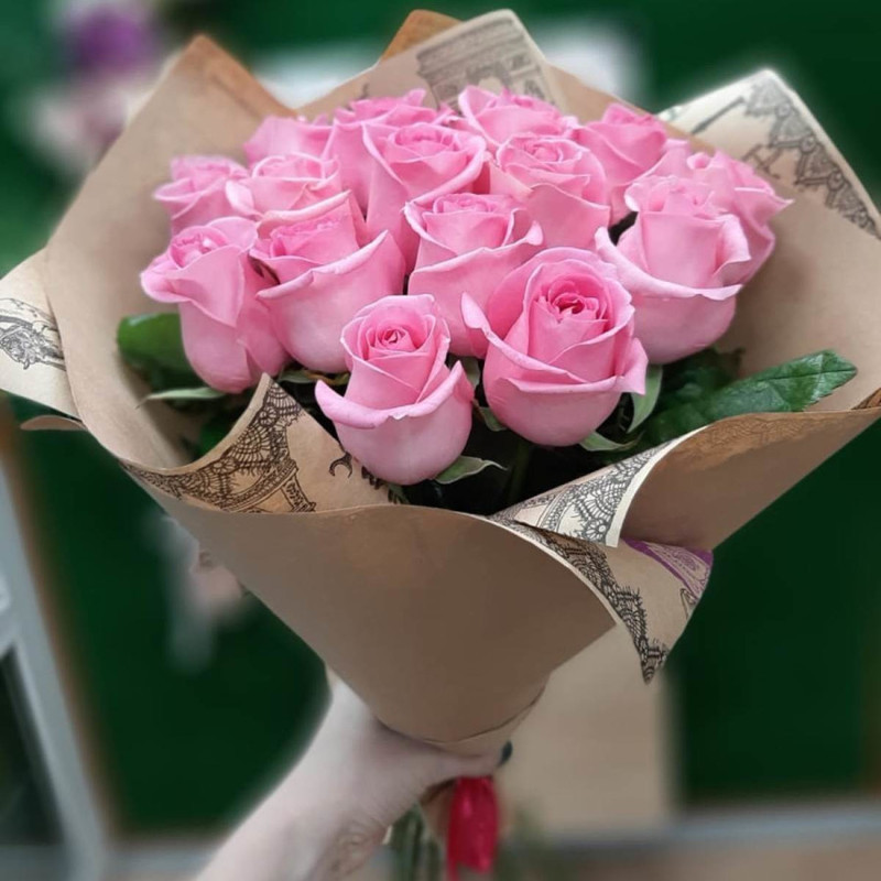 15 pink roses, standart