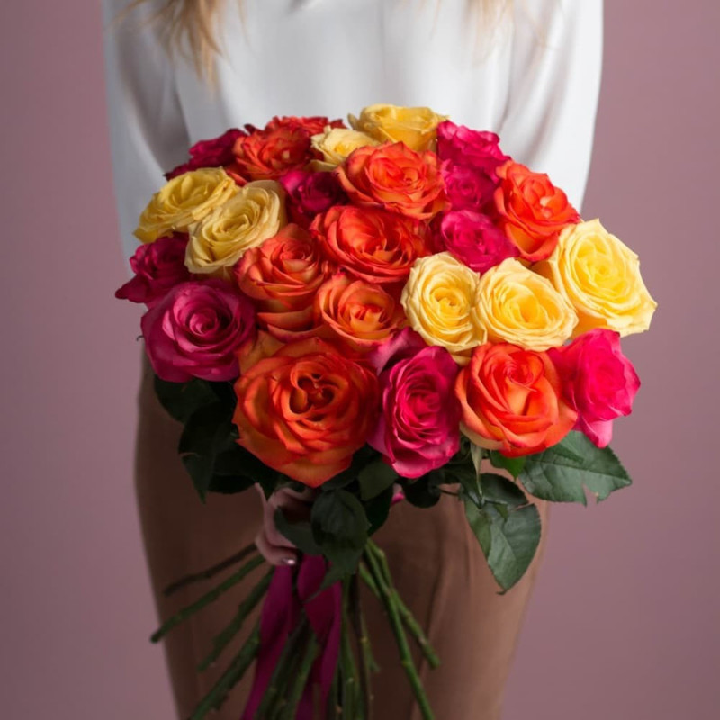 Bouquet of 25 roses mix Ecuador 50 cm, standart
