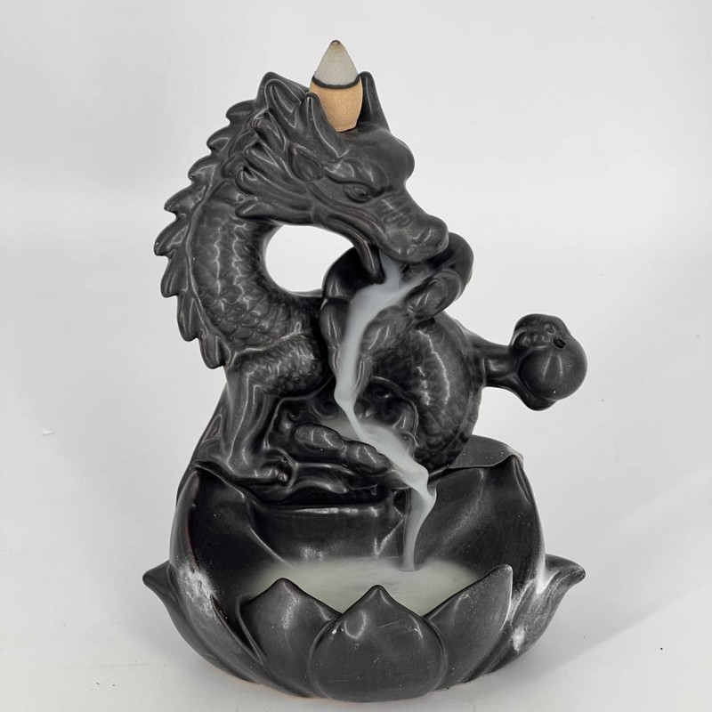 Incense stand Dragon with lotus, standart