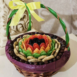 Dried fruits in a gift basket