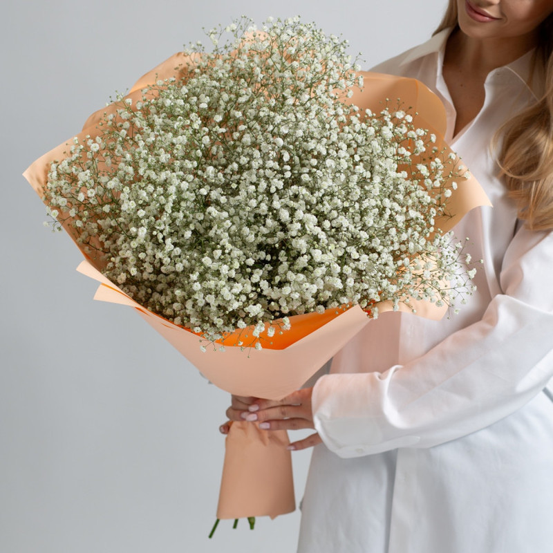 Bouquet of 15 white gypsophila decorated, standart
