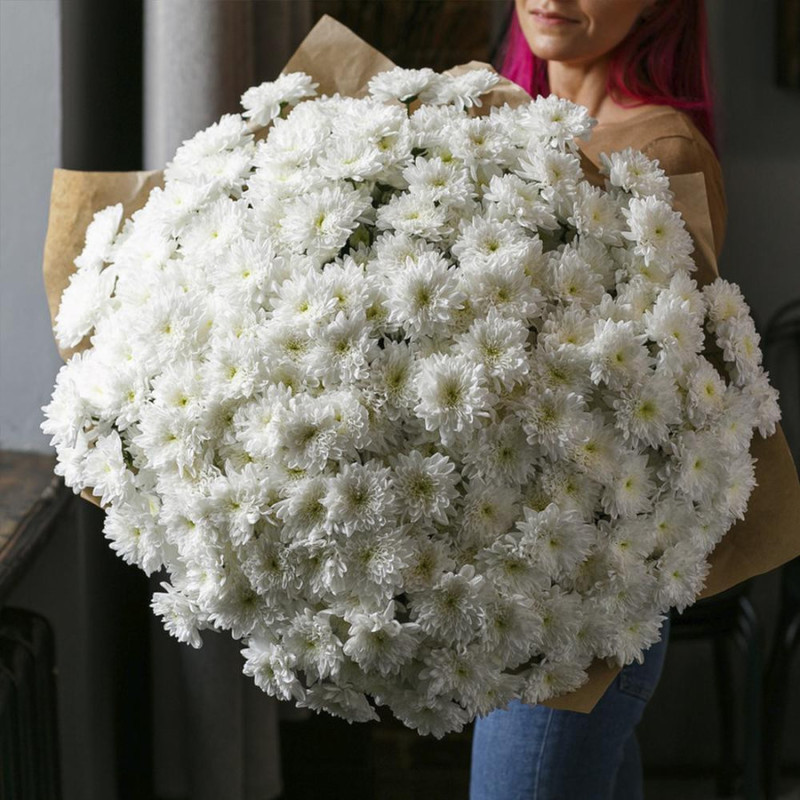 Bouquet of 35 white spray chrysanthemums, standart
