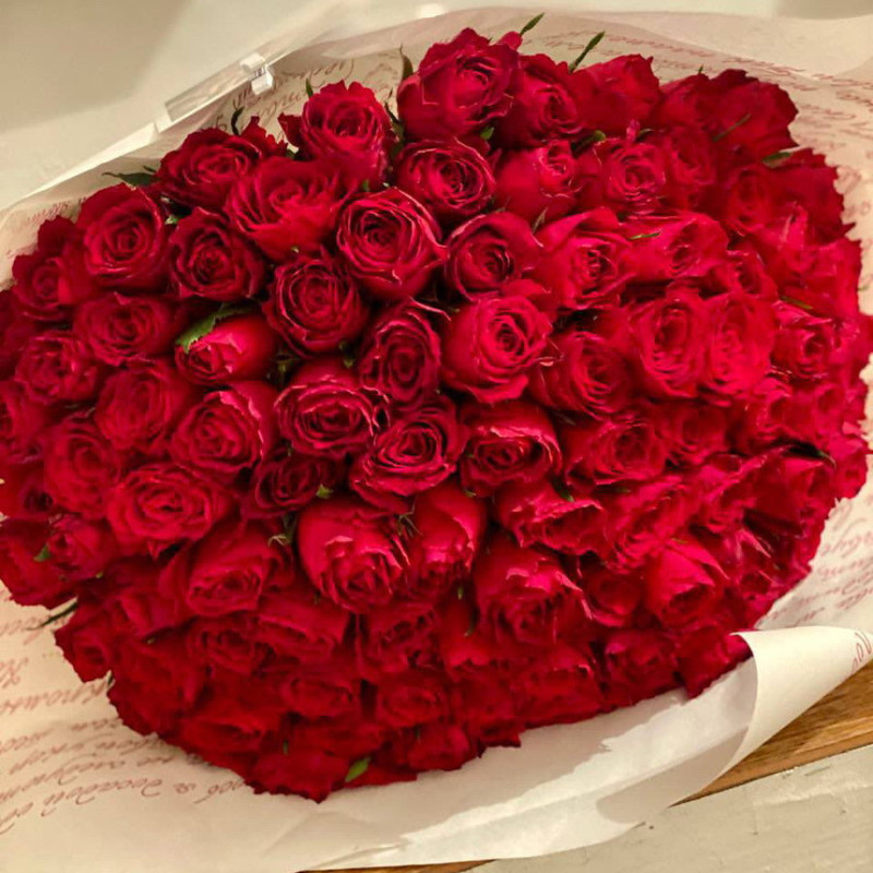 Bouquet of 101 Kenyan red roses, standart