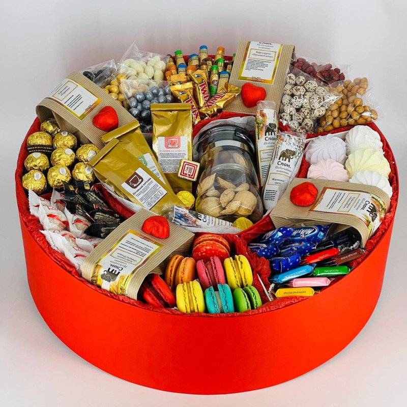 Large gift box with sweets and tea, standart