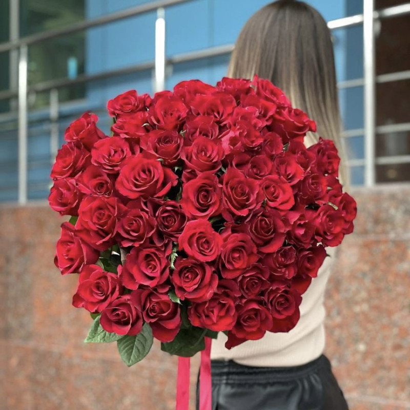 51 красная роза 40 см под ленту, стандартный