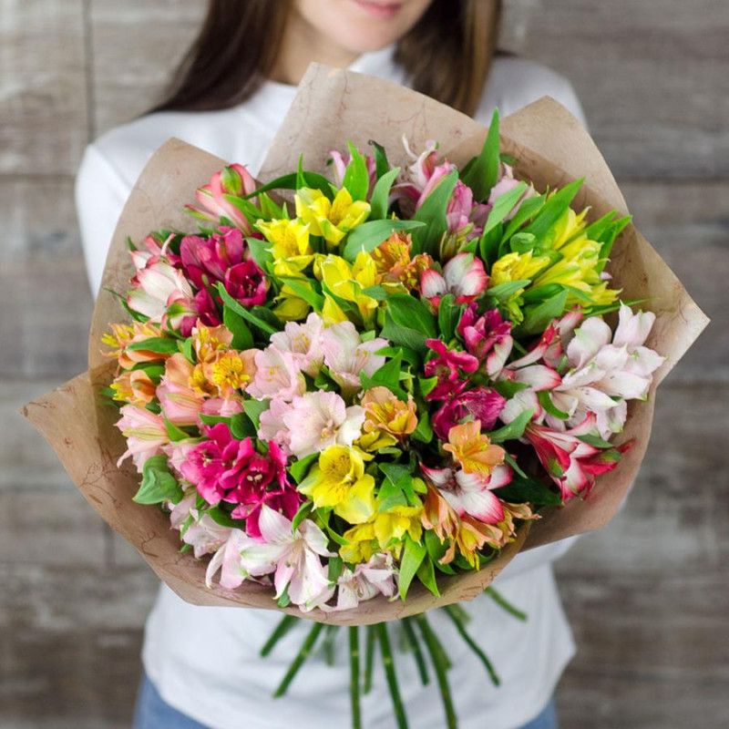 Bouquet of 15 multi-colored alstroemerias, standart