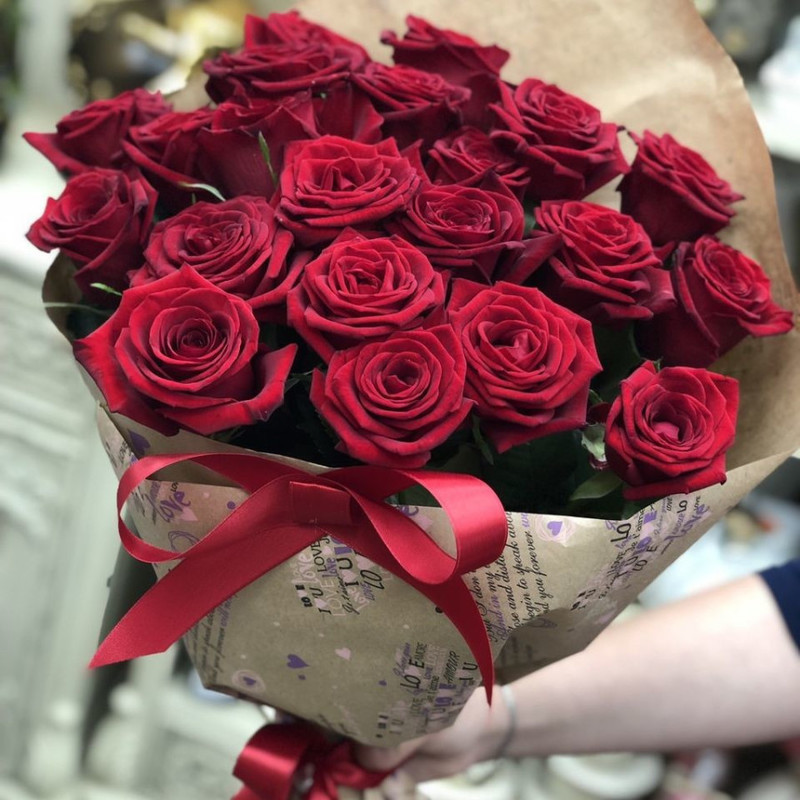 Bouquet of 19 craft red roses., standart