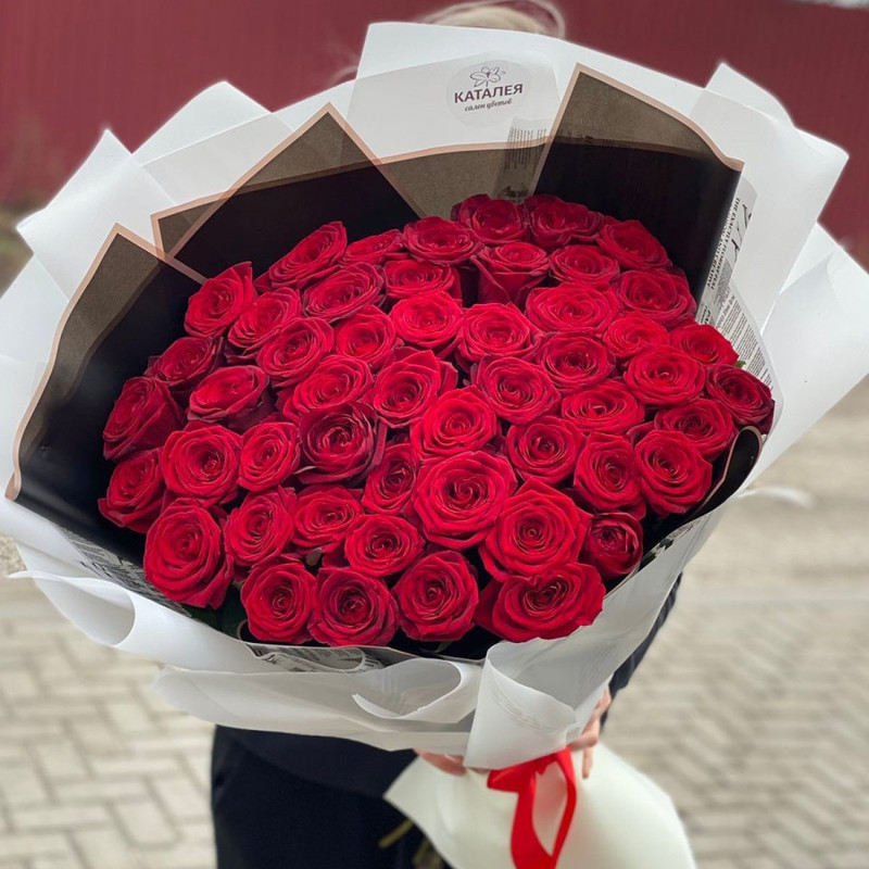 Bouquet of 51 tall roses, standart