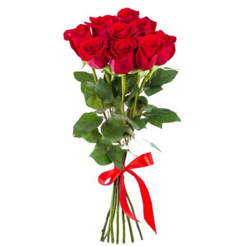 Букет из 9 красных роз Премиум 50 см, стандартный